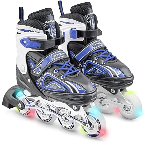 Apollo Super Blades - Größenverstellbare Inline Skates für Damen und Kinder - Inliner für Erwachsene und Kinder (Gr. 31-42) mit LED-Rädern, weichen Softboots und hoher Stabilität für sicheren Fahrspaß auf jeder Strecke.