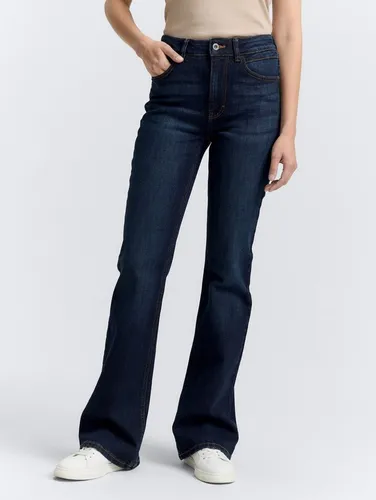 TOM TAILOR Damen 1047842 Jeans - Hochwertige Bootcut Jeans in Dunkelblau - Jeans im Five-Pocket-Style mit leichtem Stretch für optimale Bewegungsfreiheit. Nachhaltig aus recyceltem Polyester gefertigt, ideal für umweltbewusste Modebewusste.