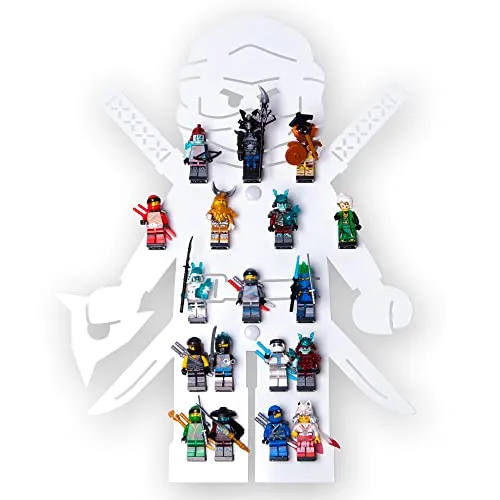 moin minis Kinderzimmerregal für 18 Minifiguren kompatibel mit Ninja Figuren Klemmbausteinen, Aufbewahrungsregal Schaukasten Regal Wandregal Ordnungssystem Sammelvitrine