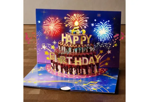 papercrush® Pop-Up Geburtstagskarte mit Musik & Licht – Überraschende 3D Geschenkkarte