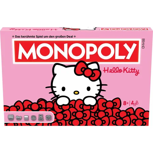 Monopoly Brettspiel Hello Kitty - Deutsche Version - Gesellschaftsspiele: Erlebe die bunten Abenteuer von Hello Kitty im klassischen Monopoly-Stil mit speziellen Spielfiguren und themenbezogenen Feldern.
