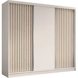 Beautysofa Kleiderschrank Moderner stilvoller eleganter Kleiderschrank mit Schiebetür HELIOS (Vordertür mit Lamellen) B:120/150/160/180/200/240/H:216/T:61cm 240 cm