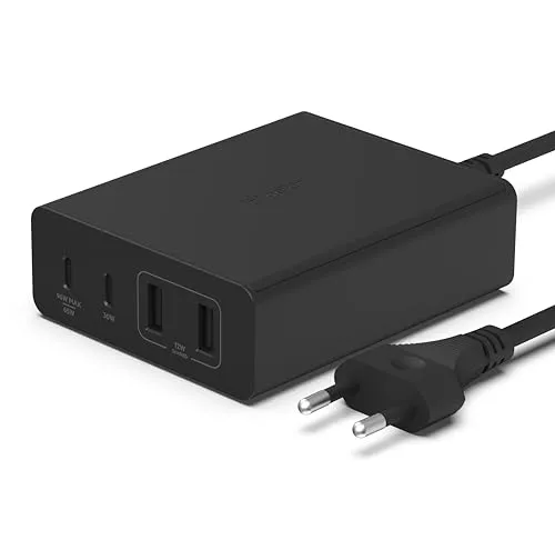 Belkin 108-W GaN-USB-Ladestation - schnelles Ladegerät mit 2x USB-C und 2x USB-A, lädt bis zu 4 Geräte gleichzeitig, ideal für MacBook und iPhone