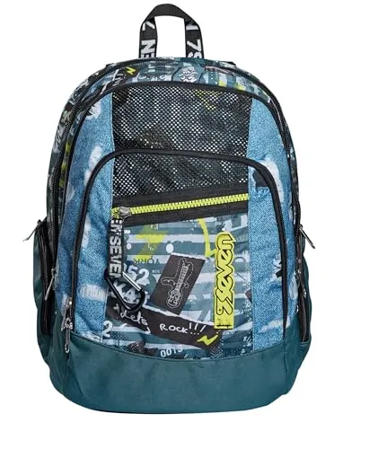 Produktbild Seven Rucksack, Backpack für Schule, Uni & Freizeit, Geräumige Schultasche für Teenager, Mädchen, Jungen, Gepolsterter Schulranzen; mit Laptopfach -Advanced U.Rock, blau