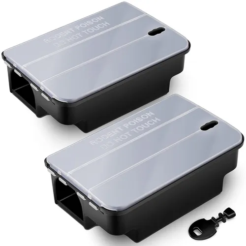 2X Ratten Köderbox – Sicher für Kinder und Tiere - Nagetierbekämpfung mit effektiven Köderboxen für drinnen und draußen – robust, wetterfest und wiederverwendbar für nachhaltige Schädlingsbekämpfung.