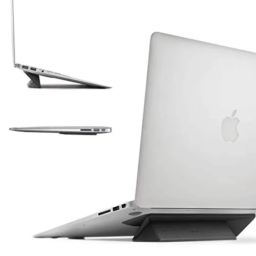Ringke Laptop Ständer [Schwarz] Faltbar Schlank und Schwerlos Klebstoffs Notebook Laptopständer Belüftet Cooling Laptop Stand Kompatibel mit MacBook,Notebook, Tablet, eReader, Surface und Mehr