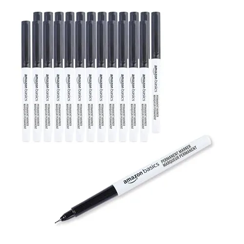 Amazon Basics Ultra Fine Point Permanent Markers, Black, 24-Pack