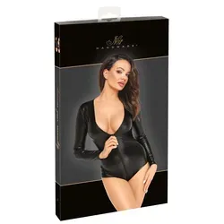 Body in mattglänzender Schlangenhaut-Optik – Noir