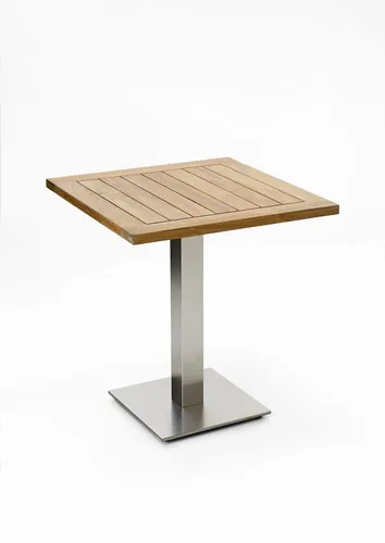 Gartentisch Bistrox 81x81 Tischplatte Teak Recycelt Gestell Edelstahl Gebürstet