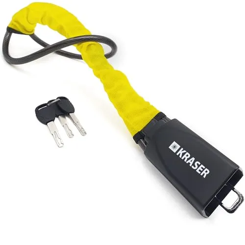 KRASER KR882Y Lenkradkralle Sicherheitsgurt-Kabel, Abschreckende Lenkradsperre, Lenkradschloss Diebstahlsicherung, Universal Wegfahrsperre für Auto, Wohnmobil, PKW