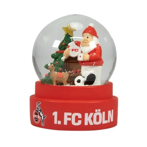1. FC Köln Schneekugel „Weihnachtsmarkt“ - Einzigartige Schneekugel mit FC Köln Motiv. Enthält Hennes und einen Glühweinstand. Ideal für die festliche Saison und als Sammlerstück. Maße: ca. 8 x 8 x 10 cm, aus hochwertigem Polyresin und Glas.