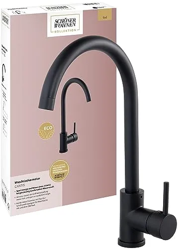 SCHÖNER WOHNEN-Kollektion Waschtischarmatur CANTIS, Mattschwarz, Wasserhahn geeignet für wandhängende Waschbecken und Aufsatzwaschbecken in Bad und Küche