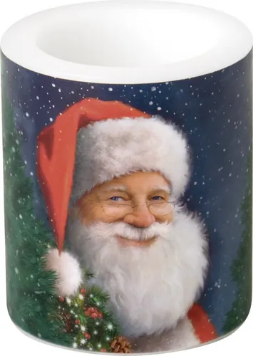 Kerze groß Ø 9 cm Höhe 10 cm Weihnachtsmann Santa Is Waiting For Christmas IHR