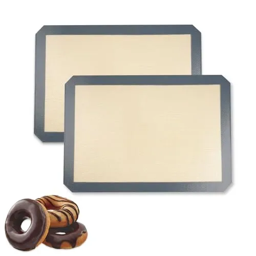 Stück Backmatte Silikon 40x30cm, Antihaftbeschichtung Silikonmatte Backen Backofenmatte Silikonbackmatte Wiederverwendbar Dauerbackmatte für Plätzchen Brot Gebäck Pizza 2