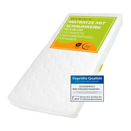 KiNDERWELT Babymatratze 60x120x10 cm - Komfort für Ihr Baby - Matratzen für Babybetten, hochwertige Schaumkernmatratze mit atmungsaktiven und hypoallergenen Materialien für optimalen Schlafkomfort.