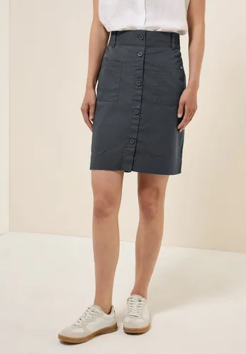 Cecil Damen B361732 Rock in Volcanic Grey, XL - Röcke für Damen – knielanger Rock mit elastischem Bund, Knopfleiste und aufgesetzten Taschen, ideal für einen lässigen Sommerlook.