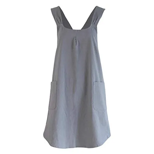 GSDGV Küchenschürze, Küchenschürze, Kreuzrücken, japanischer Stil, Baumwolle, Kochschürze, waschbar, weiche Kochschürze mit Taschen, für Damen und Herren, Heimküche (grau), Einheitsgröße