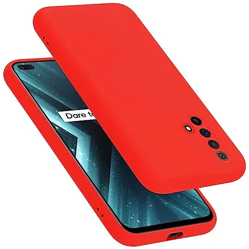 Cadorabo Hülle kompatibel mit Realme X3 / X3 SuperZoom / X50 5G Hülle Silikon Handyhülle für X3 / X3 SuperZoom / X50 5G Case aus flüssigem Silikon- Kratzfeste dünne TPU Schutzhülle - Liquid ROT