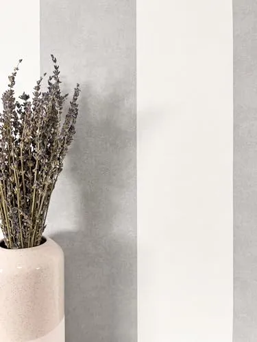 Newroom Tapete Grau Vliestapete Streifen - Mustertapete Streifen Weiß Streifentapete Landhaus Streifenmuster gestreift inkl. Tapezier-Ratgeber