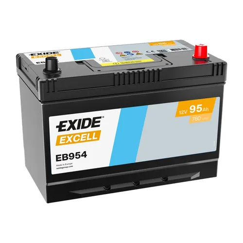 EXIDE EB954 EXCELL Autobatterie 12V 95Ah - Hochleistungs-Starterbatterie mit 95Ah und 760A Kaltstartstrom, ideal für zuverlässige Starts bei jedem Wetter. Perfekt für Hyundai und Kia.