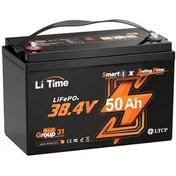 LiTime 36V 50Ah LiFePO4-Akku mit Bluetooth für Bootsmotoren - Hochleistungs-Akku mit 50Ah und Bluetooth-Funktion, ideal für Boote und Wohnmobile. Wartungsfrei und langlebig mit 15.000 Zyklen, perfekt für Outdoor-Anwendungen.