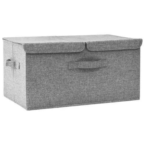 vidaXL Aufbewahrungsbox Stoff 50x30x25 cm Grau - Praktische und dekorative Aufbewahrungsbox aus strapazierfähigem Stoff, ideal für Spielzeug, Socken oder Bücher. Zusammenklappbar und mit 2 Fächern für optimalen Stauraum.