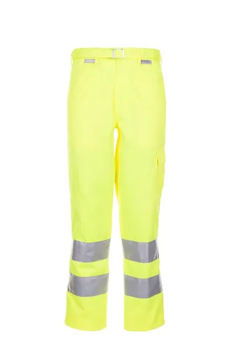 Planam Warnschutz Herren Bundhose Uni Gelb Modell 2012 Größe 62 - Arbeitshosen mit optimaler Sichtbarkeit dank 3M™ Reflexbändern, viel Stauraum durch mehrere Taschen und komfortable Passform - ideal für sicheres Arbeiten.