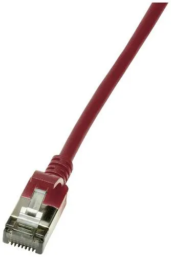 LogiLink CQ9054S RJ45 Patchkabel CAT 6a U/FTP 2.00m Rot extrem dünn, Flammwidrig, Flexibel, Folienschirm, Halogenfrei, mit