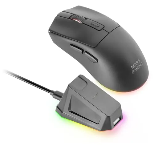 Mars Gaming MM-T3 Ultralight Wireless Mouse - Mäuse mit Tri-Mode-Konnektivität für kabelloses Spielen; ultraleichtes Design (67g) und hochpräziser 14400 DPI Sensor für perfekte Kontrolle und Anpassungsmöglichkeiten.