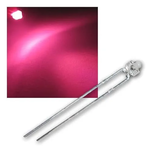 world-trading-net - 50 LEDs 1,8mm wasserklar pink - superhell Set, Leuchtdiode, bedrahtet, Diode Leuchtend, als Bauteil