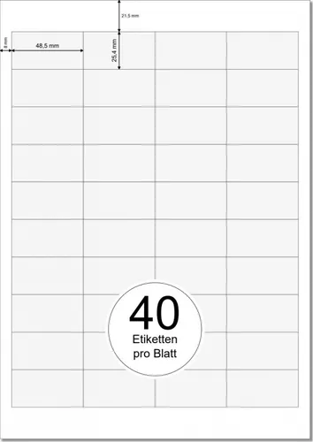 PRINTATION Papier-Etiketten (B48,5xH25,4mm) 100xA4 à 40 Eti. 1367720-GP