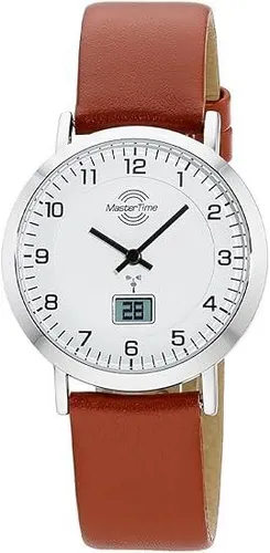 Master Time MTLS-10741-12L Funk Advanced 36mm - Braun/Weiß - Damenuhr mit analog-digitaler Anzeige, funkgesteuert und wasserdicht bis 5 ATM. Das elegante Design mit braunem Lederarmband und ewigem Kalender macht sie zum perfekten Begleiter für jeden Anlass.