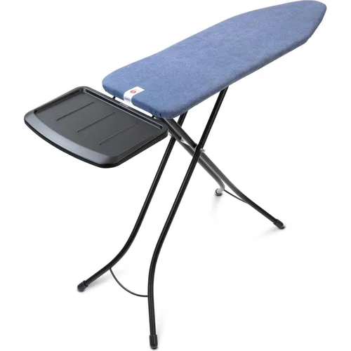 Brabantia Bügelbrett Gr. B Denim Blue - Bügelbrett mit Ablage für Dampferzeuger, stabil und höhenverstellbar bis 160 cm, mit rutschfesten Füßen und 10 Jahren Garantie – ideal für effizientes Bügeln.