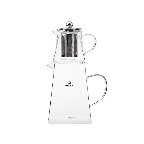 Karaca Teekanne Giza - Elegante Glaskanne für perfekten Tee - Teekannen aus Borosilikatglas mit Edelstahlsieb, ideal für aromatischen Tee. Perfekt als Geschenk für neue Haushalte, vereint sie Schönheit und Funktionalität.