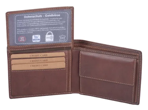GlücksNugget Herrenbörse RFID-Schutz aus Echtleder - Elegante Herrenbörse aus echtem Leder in Mittelbraun mit durchdachter Fächerstruktur und zuverlässigem RFID-Schutz. Ideal für sichere Aufbewahrung von Karten und Geldscheinen, perfekt für jeden Tag und auf Reisen.