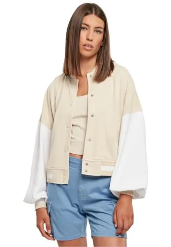 Urban Classics Damen TB6003 Oversized College Terry Jacket - Funktionsjacke im sportiven College Look, mit modernem Oversized-Schnitt und Druckknopf-Details, ideal kombinierbar für einen lässigen Style.