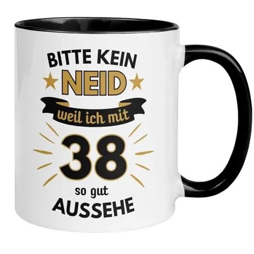 Geburtstag Männer Geschenk Tasse | Bitte kein Neid – Weil ich mit 38 so gut aussehe | Lustige Geschenk Geburtstagstasse Spruch 38. Geburtstag | 38ter Geburtstag - Witziges Geburtstagsgeschenk Mann 38