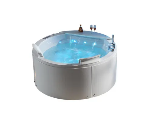 Duwilux Whirlpool-Badewanne Freist. Whirlpool 155x155 Austin 2 Badewanne weiß VOLLAUSSTATTUNG, (1-tlg), Farblichttherapie