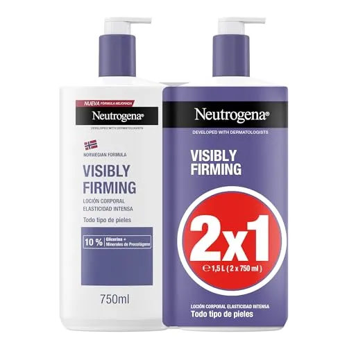 Neutrogena Norwegische Formel Sichtbar straffende Lotion (2 x 750 ml), feuchtigkeitsspendende Körperlotion für alle Hauttypen, Körperlotion mit Glycerin und Prokollagenmineralien