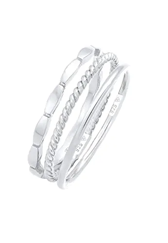 Produktbild Elli Ring-Set Stapelringe 3er Set 925 Silber, Geo – Elegantes Schmuck-Set