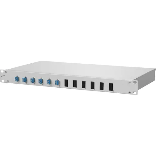 Metz OpDAT fix 6xLC-D OS2 1502597406-F - Patchfeld für 6 LC-Duplex Anschlüsse, ideal für effiziente Netzwerkinstallationen mit Singlemode OS2-Fasern und kompaktem Design.