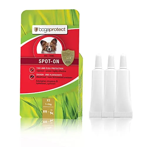 Bogaprotect Spot-on Hund XS 3X0,7 ml - rezeptfreies Zecken- und Flohmittel, schützt effektiv vor Parasiten für kleine Hunde