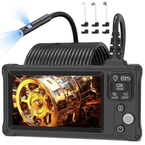 Endoskopkamera mit Licht, ENNOVOR 1920P HD Dual Lens Endoskopkamera, 5,0 Zoll IPS Endoskopkamera Handy, IP67 Wasserdichtes 8mm Endoskop Kamera mit 8+1 Einstellbaren LED Licht-10M