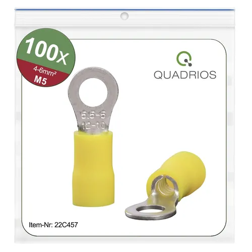 Quadrios 22C457 Ringkabelschuh  Querschnitt (max.)=6.0 mm² Loch-Ø=5.3 mm Teil...