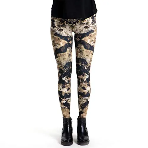 cosey - Bunte Bedruckte Motiv-Leggings (Einheitsgröße) - Design Marmor Camouflage