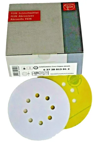 Fein Multimaster Exzenter Klett Schleifblätter 150mm P180 - Schleifblätter für Exzenterschleifer, ideal für Holz, Lacke und GFK. Enthält 50 Stück für langlebige Anwendungen und feine Oberflächenbearbeitung.