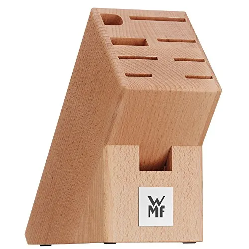 WMF Messerblock ohne Messer, unbestückt, Holz, Buchenholz, leer, für 6 Messer, 1 Fleischgabel, 1 Wetzstahl, 1 Schere