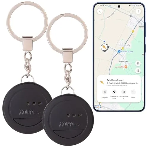 Callstel Tag: 2er-Set Mini-Schlüssel- & Gegenstandfinder, für SmartThings-App, IP65 (Tracker für Alltag, Bluetooth, Haustier-Geldbörsen-Tracker, GPS)