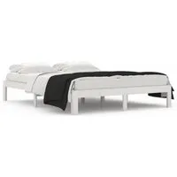 vidaXL Massivholzbett Weiß 150x200 cm - Stilvolles Massivholzbett aus Kiefernholz, stabil und robust für optimalen Schlafkomfort. Ideal für moderne Schlafzimmer und sorgt für eine harmonische Atmosphäre.