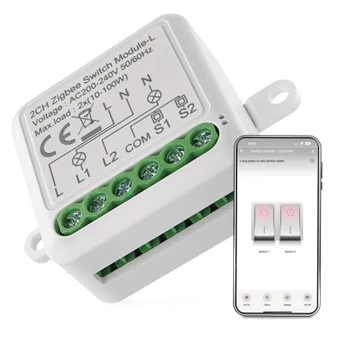 EMOS GoSmart Lichtschalter-Modul/Zigbee Smart Switch mit App, Unterputz Relais-Schalter zur Fernsteuerung, Sprachsteuerung mit Alexa & Google Home, für Doppelschalter, kein Nullleiter notwendig